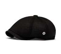 Gavroche Casquette Beret Plate Homme Femme Casquette Souples Chapeau d'été en Maille Respirante 8 Panel Newsboy Cap Gatsby Ivy Irish Flat Cap (FR/ES, Alpha/Lettres, Taille Unique, Noir)