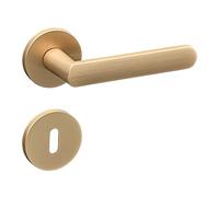 Gavroche Lot de poignées de porte BB pour serrure à clé | Poignées de porte pour portes intérieures en or mat | Poignée pour porte de chambre avec rosace ronde en zinc | Poignée de porte en forme de L