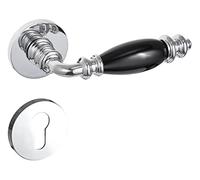 Gavroche Poignées de porte chromées brillantes avec insert en céramique noire Ferrures de porte (PZ cylindre profilé)