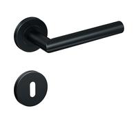 Gavroche Poignées de porte en acier inoxydable noir mat - Poignée de porte pour porte pour porte intérieure de chambre avec rosace ronde
