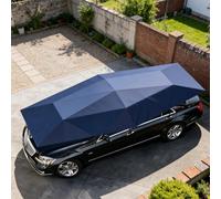 Gavscient Couverture de toit de voiture universelle automatique avec télécommande rétractable pour abri de voiture pliable et portable - Protection étanche - Bleu - 4,8 x 2,3 m