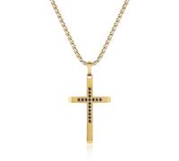 GAVU Collier Croix Diamant Acier Inoxydable pour Hommes et Garçons, Chaîne avec Croix Or Homme 50cm