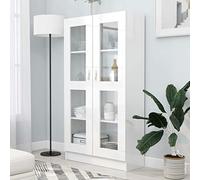 Gawany Armoire à Vitrine Vitrines pour Salon Bibliothèque Polyvalente Blanc Brillant 82,5x30,5x150 cm Aggloméré