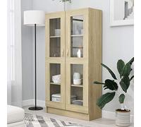 Gawany Armoire à Vitrine Vitrines pour Salon Bibliothèque Polyvalente Chêne Sonoma 82,5x30,5x150 cm Aggloméré