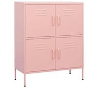 Gawany Armoire de Rangement avec 2 étagères Réglables Meuble de Rangement avec Portes Acier Rose 80x35x101,5 cm