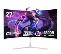 Gawfolk 27 pouces 280 Hz incurvé moniteur d'ordinateur de jeu, 1800R, FHD 1080P, 98 % sRGB, 1 m, FreeSync, 178 ° grand angle, HDMI、DisplayPort, Compatible avec le montage mural 100 x 100 mm - blanc