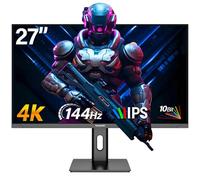 Gawfolk 27 Pouces 4K Moniteur Gaming IPS, Ecran PC 144Hz UHD 3840x2160p, Moniteurs D'ordinateur pour la Maison et Le Bureau, HDMI, DisplayPort, Support VESA 75x75mm