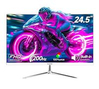 Gawfolk Écran PC 24.5 Pouces Full HD (1920x1080), 200Hz, 1ms, 3000R Eye Care et FreeSync, supporte VESA - l'écran PC idéal! HDMI, DP, Protection oculaire, Inclinable, VESA 75x75