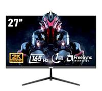 Gawfolk Écran PC 27", 2K WQHD (2560 × 1440p), moniteur de jeu 165 Hz, sans lunette 1 ms, 98 % sRVB, grand angle de 178°, HDMI 2.0, DisplayPort, compatible avec montage mural 100 x 100 mm - Noir