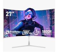 Gawfolk Écran PC 27 Pouces incurvé 180Hz Gaming Computer Moniteur, 1800R,1ms，FHD 1080p, 178 ° Grand Angle,Ultra - Mince Lunette, HDMI、DisplayPort,Compatible avec Montage Mural 100 * 100mm- Blanc