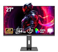 Gawfolk Écran PC 27 Pouces IPS, Moniteur de Jeu 4K UHD 144Hz, 1ms, FreeSync, 128%sRGB, Grand Angle de Vision de 178°, HDMI 2.1, DisplayPort, réglable en Hauteur et pivotant, VESA 75 * 75mm - Noir