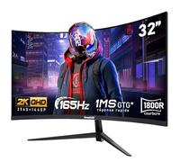 Gawfolk Écran PC 32 Pouces,2K WQHD(2560×1440P),165Hz incurvé Gaming Moniteur, 1ms sans Lunette, 100% sRGB，178 ° Angle Vue HDMI、DisplayPort, Compatible avec Mural VESA100*100MM - Noir