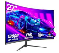 Gawfolk Écran PC Gamer Incurvé 27 Pouces 180Hz, 1080p Moniteur PC Gaming 144Hz 1800R, Écran D'Ordinateur Jeu avec FreeSync & Eye-Care Technology, DP, HDMI, Noir