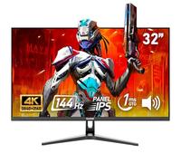 Gawfolk Écran PC IPS 32 pouces, moniteur jeu 4K 144Hz, 1ms, FreeSync, 100%sRGB, Angle vision large 178, haut-parleur incorporé, HDMI2.1, DisplayPort, Compatible avec un montage mural 75*75mm - Noir