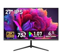 Gawfolk Moniteur 27 pouces QHD 75Hz, écran PC avec haut-parleur 1440P, IPS écran d'ordinateur HDMI DP, support VESA