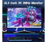 Gawfolk Moniteur de jeu droit 24,5 pouces 200 Hz, écran PC Full HD 1080P, moniteur d'ordinateur IPS droit sans lunette avec FreeSync, HDTV, DP, VESA 75 x 75 pour les jeux, le bureau, la maison. Gawfol