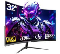 Gawfolk Moniteur de Jeu incurvé 32 Pouces QHD, écran PC 32, 2K (2560x1440) 144Hz avec AMD FreeSync, Anti-Scintillement, 2X HDMI 2.0, DP 1.4, écran PC 1800R Ultra-Mince sans Cadre(ferreux)