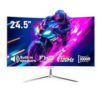 Gawfolk Moniteur incurvé 24,5 Pouces 120Hz avec Haut-Parleur, 3000R écran PC incurvé FHD 1080P, Blanc écran d'ordinateur avec Technologie Eye Care HDMI VGA, supporte VESA
