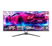 Gawfolk Moniteur UltraWide 34 Pouces IPS, écran PC Gaming 120 Hz DFHD (2560 × 1080 P), écran d'ordinateur sans Cadre 21:9 avec FreeSync, HDMI, DisplayPort, VESA 75 × 75 mm, Noir