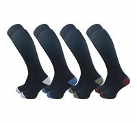 GAWILO Chausettes de contention pour femmes et hommes | 4 paires | Mi-bas pour voyages et vols en coton respirant (Noir +, 43-46)