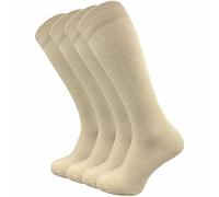 GAWILO Chausettes de contention pour femmes et hommes | 4 paires | Mi-bas pour voyages et vols en coton respirant (Beige, 47-50)