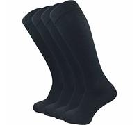 GAWILO Chausettes de contention pour femmes et hommes | 4 paires | Mi-bas pour voyages et vols en coton respirant (Noir, 43-46)