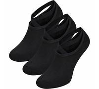 GAWILO Chaussettes courtes de yoga et pilates avec semelle ABS et brides croisées (3 paires) | Chaussettes antidérapantes femme - idéales pour la maison, le fitness et la danse (Noir, 39-42)
