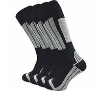 GAWILO Chaussettes de ski pour hommes avec laine chaude et rembourrage fonctionnel spécial | 4 paires (Noir, 43-46)