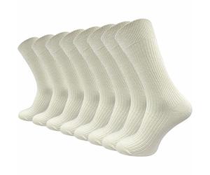 GAWILO Chaussettes en coton naturel 100 % coton (8 paires) | Chaussettes pour homme sans coutures pressantes & tricot fin (côtes 1:1), naturel, 39-42
