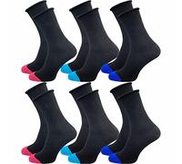 GAWILO Chaussettes femme avec bord roulé (6 paires) | Sans couture compressive et sans pression élastique (Noir+, 39-42)