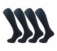 GAWILO Chaussettes hautes femme en coton (4 paires) | Mi-bas longs sans couture gênante | Bord confort sans compression (Noir, 39-42)