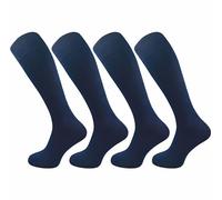 GAWILO Chaussettes hautes homme en coton (4 paires) | Mi-bas longs sans couture gênante | Bord confort sans compression (Bleu, 43-46)