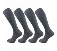 GAWILO Chaussettes hautes homme en coton (4 paires) | Mi-bas longs sans couture gênante | Bord confort sans compression (Gris, 43-46)