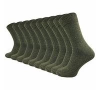 GAWILO Chaussettes Militaires en laine (10 paires) Chaussettes de chasse robustes (Vert, 47-50)