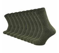 GAWILO Chaussettes Militaires en laine (10 paires) Chaussettes de chasse robustes (Vert_tige, 39-42)