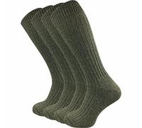 GAWILO Chaussettes militaires hautes homme (4 paires) - Chaussettes de chasse & armée - Longues & vertes (Vert_tige, 39-42)