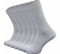 GAWILO Chaussettes pour homme et femme en 100% pur coton (6 paires) | Chaussettes épaisses avec bord confortable | Sans couture pressante sur les orteils (Gris clair, 39-42)