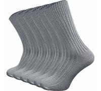 GAWILO Chaussettes pour homme et femme en 100% pur coton (6 paires) | Chaussettes épaisses avec bord confortable | Sans couture pressante sur les orteils (Gris, 35-38)