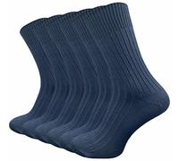 GAWILO Chaussettes pour homme et femme en 100% pur coton (6 paires) | Chaussettes épaisses avec bord confortable | Sans couture pressante sur les orteils (Bleu, 35-38)