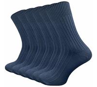 GAWILO Chaussettes pour homme et femme en 100% pur coton (6 paires) | Chaussettes épaisses avec bord confortable | Sans couture pressante sur les orteils (Bleu, 43-46)