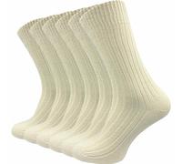 GAWILO Chaussettes pour homme et femme en 100% pur coton (6 paires) | Chaussettes épaisses avec bord confortable | Sans couture pressante sur les orteils (Naturel, 47-50)