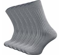 GAWILO Chaussettes pour homme et femme en 100 % pur coton (6 paires) | Chaussettes épaisses avec ceinture confortable | Renforcées et respirantes, gris, 39-42