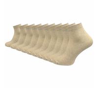 GAWILO Chaussettes quarter 100% coton pour femmes (6 ou 10 paires) | Plus longues que des socquettes, couvrent la cheville (35-38, Beige | 10 paires)