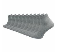 GAWILO Chaussettes quarter 100% coton pour hommes (6 ou 10 paires) | Plus longues que des socquettes, couvrent la cheville (43-46, Gris clair | 10 paires)
