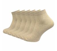 GAWILO Chaussettes quarter 100% coton pour hommes (6 ou 10 paires) | Plus longues que des socquettes, couvrent la cheville (43-46, Beige | 6 paires)