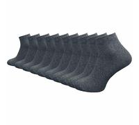 GAWILO Chaussettes quarter 100% coton pour hommes (6 ou 10 paires) | Plus longues que des socquettes, couvrent la cheville (47-50, Gris | 10 paires)