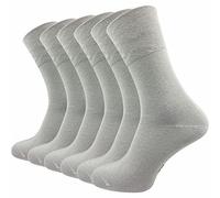 GAWILO Chaussettes sans pression élastique pour homme (6 paires) | Chaussettes diabétiques en coton avec bord extra large | Pointe remaillée à la main (Gris clair, 47-50)