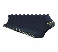 GAWILO Lot de 10 paires de chaussettes de travail courtes pour homme - Haute teneur en coton - Sans couture pressante au niveau des orteils - Pointe et talon extra renforcés, bleu, 43-46