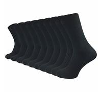 GAWILO Lot de 10 paires de chaussettes noires pour homme en 100 % coton | Chaussettes de serveur avec pointe remaillée à la main, Noir , 43