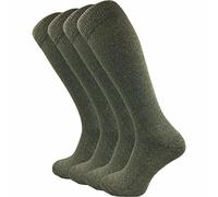 GAWILO Lot de 4 paires de chaussettes de chasse pour homme avec semelle épaisse en tissu éponge, vert, 43-46